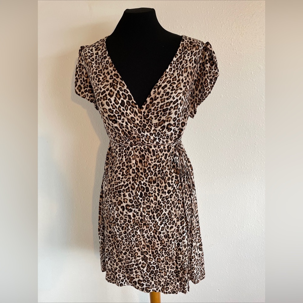 Velvet By Graham & Spencer Leopard Print Wrap Summer Dress Women’s XS